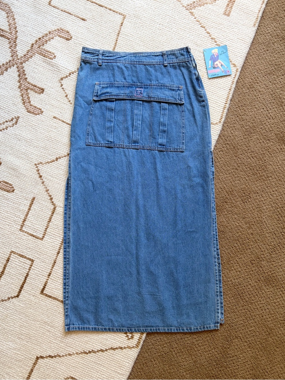 Bubblegum USA NWT Vintage Y2K Cargo Denim Midi Skirt Style 1033 9/10